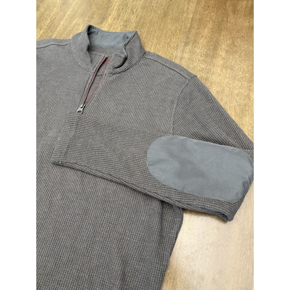 Robert Graham Mens Quarter Zip Pullover Sweater Charcoal Gray Classic Fit Large